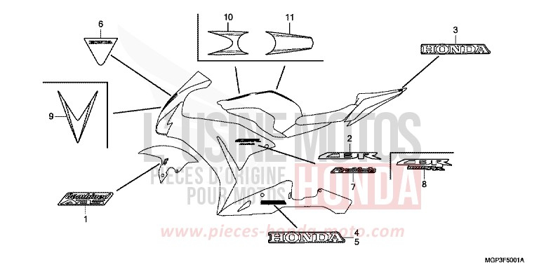 RAYURE/MARQUE (CBR1000RRD/E/RAD/E) de CBR1000RR "Fireblade" GRAPHITE BLACK (NHB01BA) de 2013